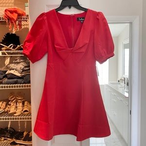 Lulus Red Puff Sleeve Dress